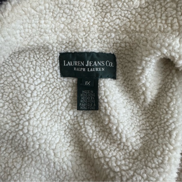 Ralph Lauren Jeans Vtg Women’s 1X Denim Trucker Jacket Sherpa Lined Barn Jacket - Picture 3 of 11